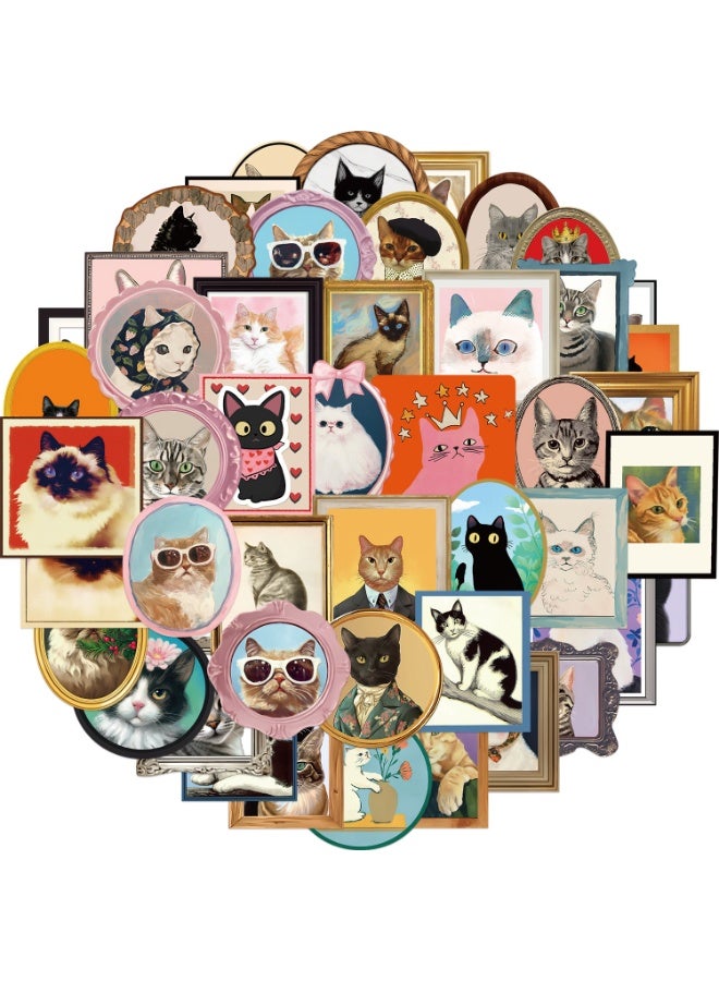 قوس قزح أورينبو 50 قطعة من ملصقات القطط الرجعية، ملصقات وملصقات القطط الصغيرة، هدايا القطط الكرتونية للنساء والفتيات، هدايا حفلات القطط، ديكورات حفلات أعياد الميلاد، ملصق حيوان عتيق - Image 1