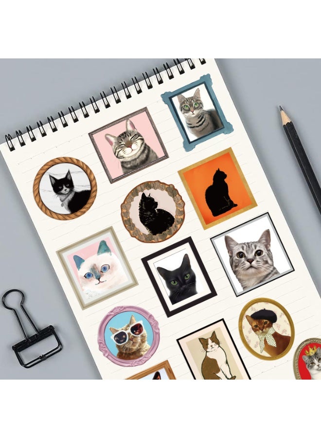 قوس قزح أورينبو 50 قطعة من ملصقات القطط الرجعية، ملصقات وملصقات القطط الصغيرة، هدايا القطط الكرتونية للنساء والفتيات، هدايا حفلات القطط، ديكورات حفلات أعياد الميلاد، ملصق حيوان عتيق - Image 3