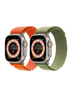Generic 2Pack for Apple Watch Alpine Loop Band 49mm/45mm/44mm Nylon Woven Sport Strap Compatible with iWatch Series 8/Ultra/7/SE/6/5/4/3/2/4 Green/Orange  - Image 2