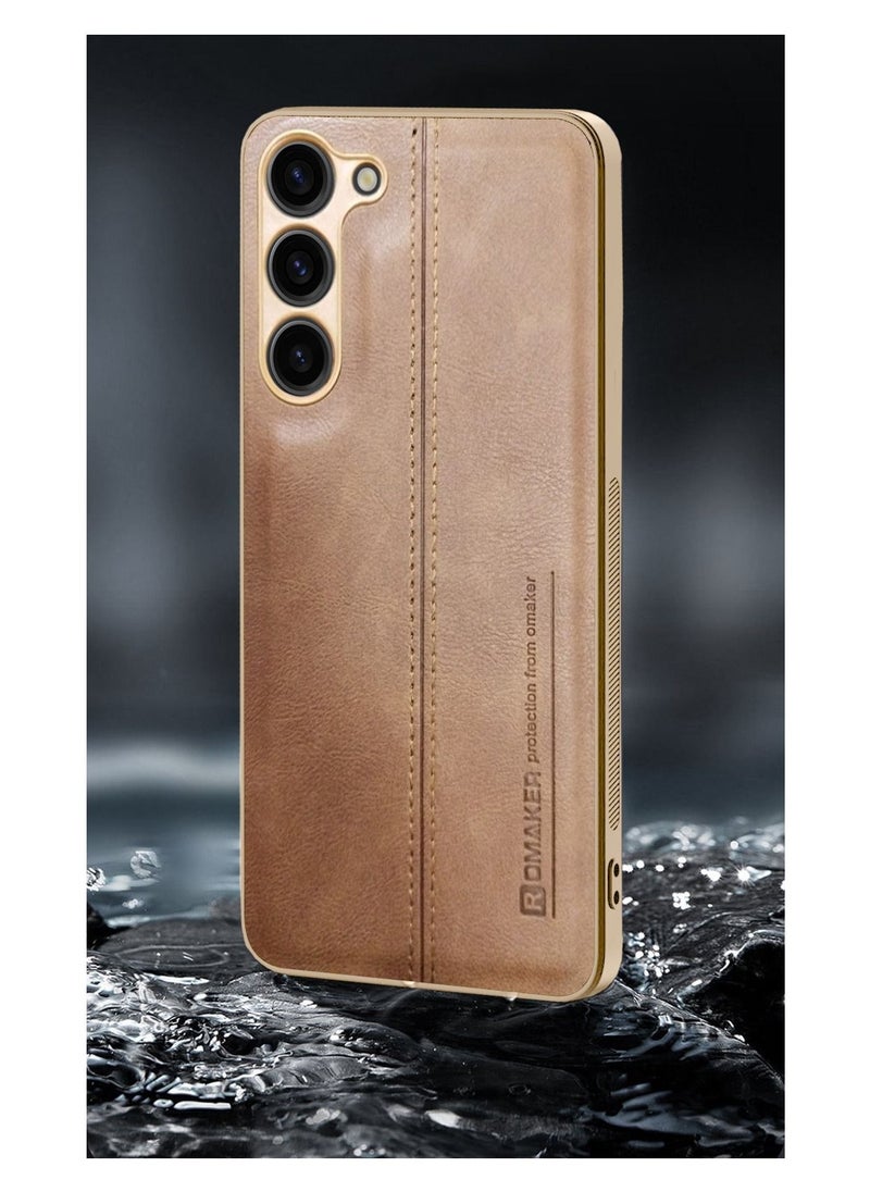 OMAKER Luxury PU Leather Shockproof Case Cover For Samsung Galaxy S23+ / S23 Plus 5G 2023 Brown  - Image 4