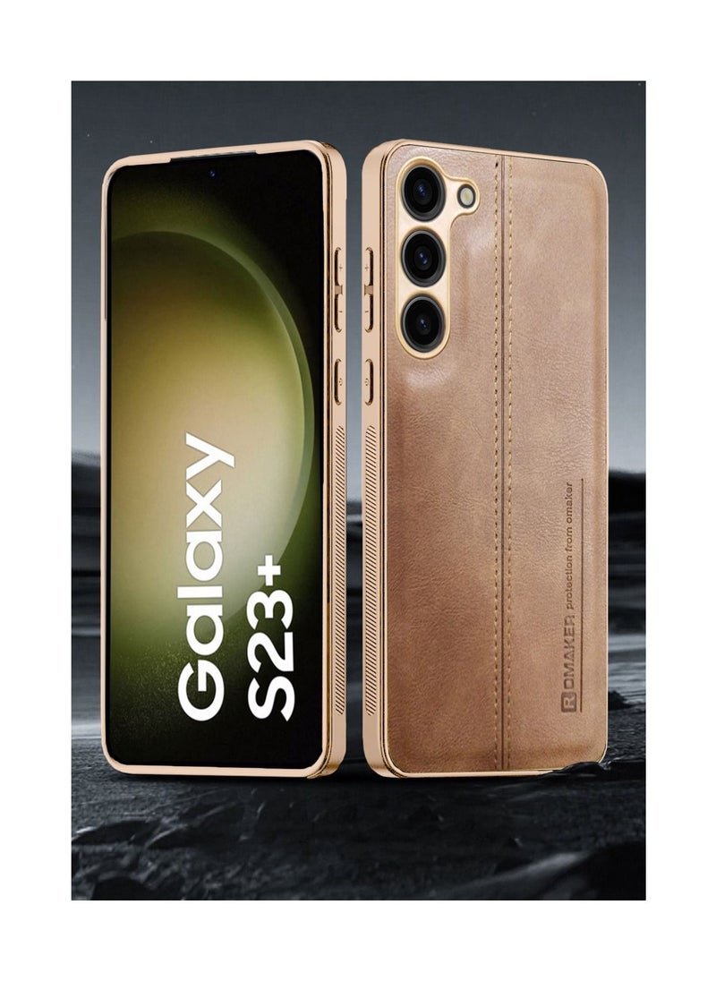 OMAKER Luxury PU Leather Shockproof Case Cover For Samsung Galaxy S23+ / S23 Plus 5G 2023 Brown  - Image 2