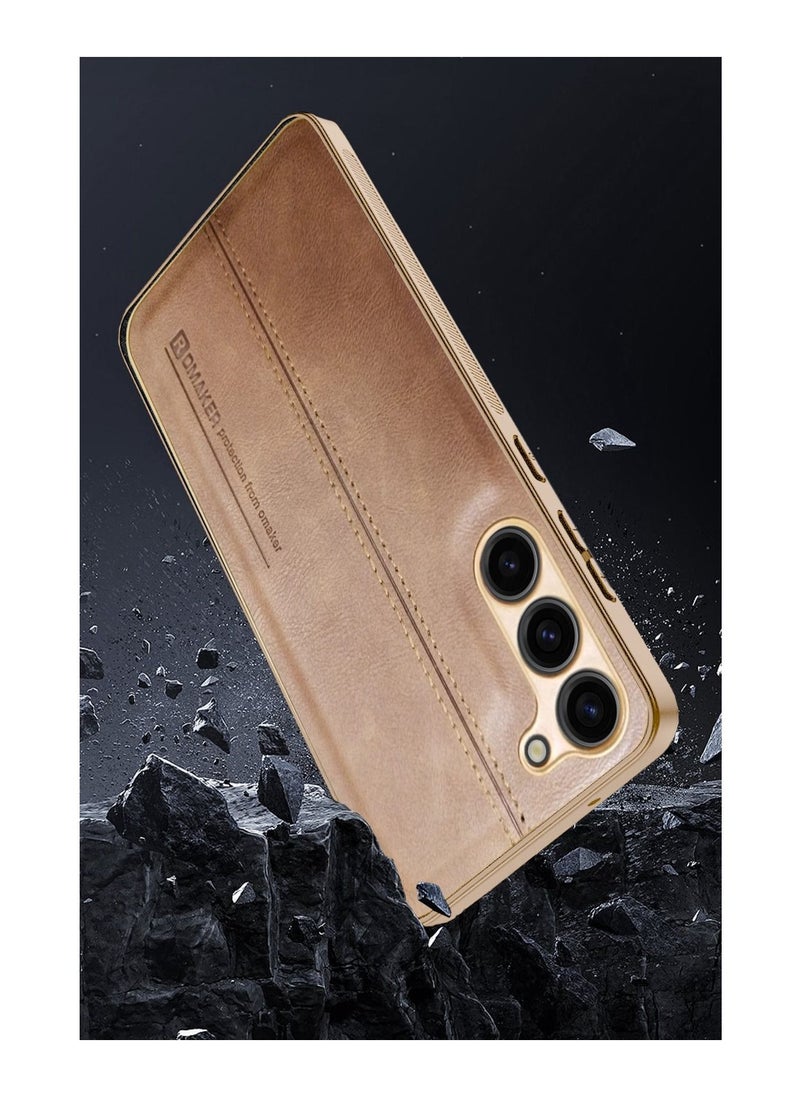 OMAKER Luxury PU Leather Shockproof Case Cover For Samsung Galaxy S23+ / S23 Plus 5G 2023 Brown  - Image 5