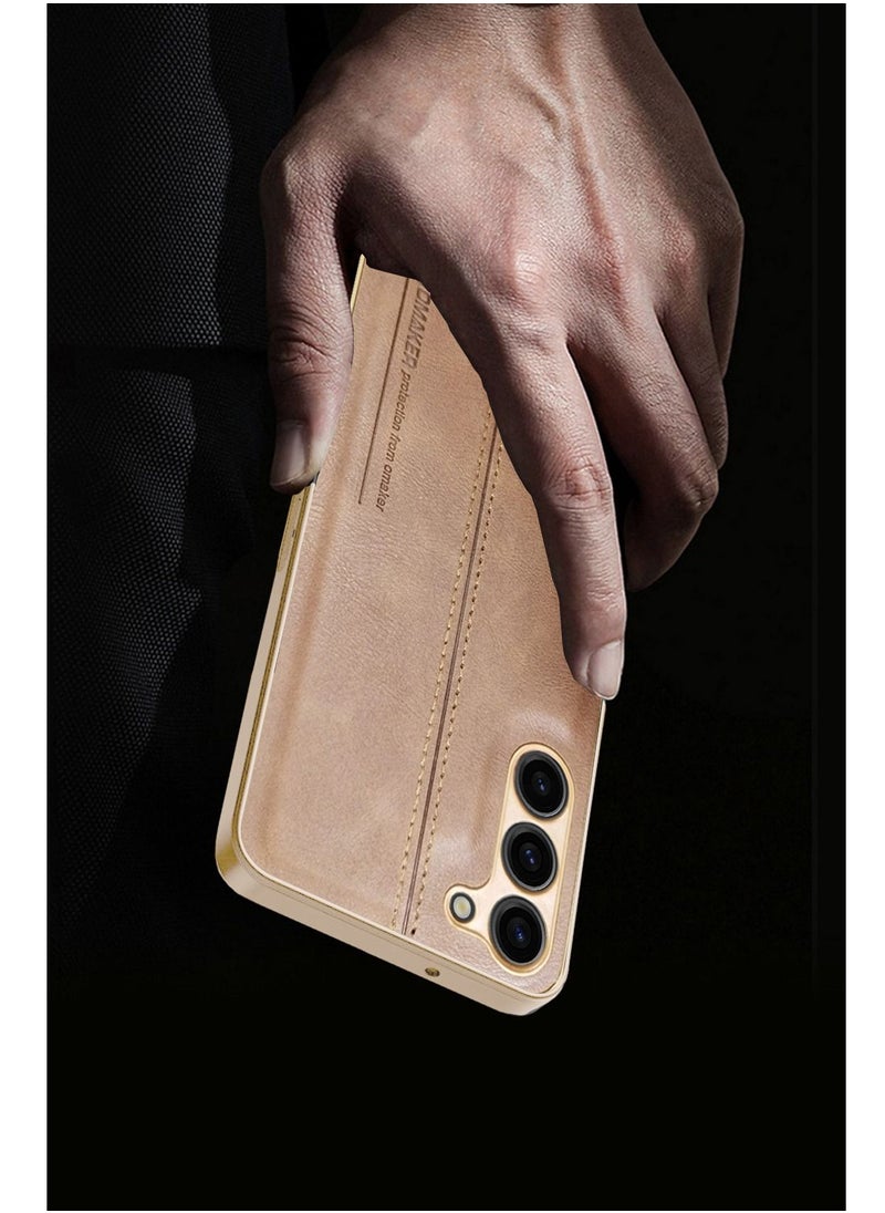 OMAKER Luxury PU Leather Shockproof Case Cover For Samsung Galaxy S23+ / S23 Plus 5G 2023 Brown  - Image 3