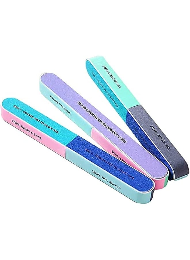 Premify Nail Boards 6 Step Professional Nail File And Buffers, 7-Way Nail Buffing Blocks, Washable Emery Boards For Care Manicure Nail Care Manicure Tools And Cosmetic Manicure  - Image 1