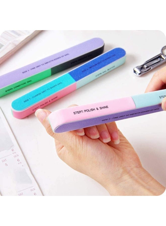 Premify Nail Boards 6 Step Professional Nail File And Buffers, 7-Way Nail Buffing Blocks, Washable Emery Boards For Care Manicure Nail Care Manicure Tools And Cosmetic Manicure  - Image 2