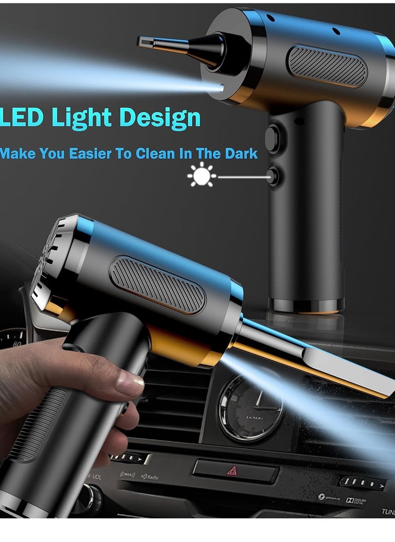 ALASAMCO - Compressed Air Duster, Electric Air Blower Cleaner with LED Light for Computer, Keyboard, Home, Car, Office, Rechargeable Portable and Cordless Handheld Mini Blower for Inflatable Bed Ball - Image 1