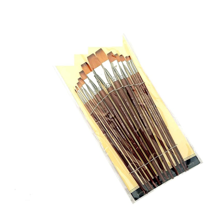 SCHMIDT 13 Pc Flat Artist Quality Long Handle Painting Brush for Acrylic, Watercolor & Gouche Painting - Image 3