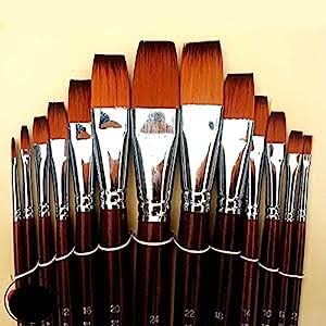 SCHMIDT 13 Pc Flat Artist Quality Long Handle Painting Brush for Acrylic, Watercolor & Gouche Painting - Image 1