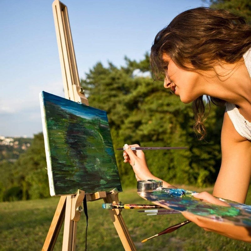 SCHMIDT 13 Pc Flat Artist Quality Long Handle Painting Brush for Acrylic, Watercolor & Gouche Painting - Image 4