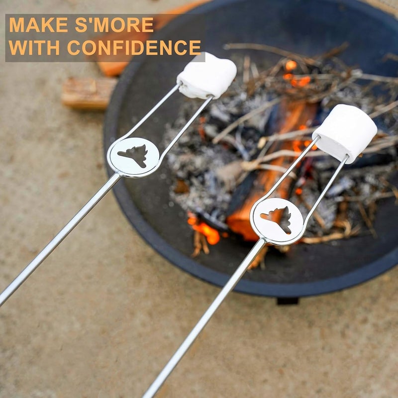 Begatter Heavy Duty Roasting Sticks for Hotdogs, Marshmallows and Smores, 32" Long Solid Stainless Steel Skewers for Campfire and Fire Pit, Dishwasher Safe - Image 5