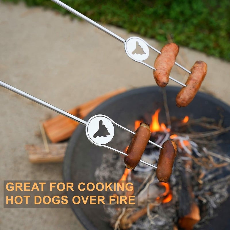 Begatter Heavy Duty Roasting Sticks for Hotdogs, Marshmallows and Smores, 32" Long Solid Stainless Steel Skewers for Campfire and Fire Pit, Dishwasher Safe - Image 4