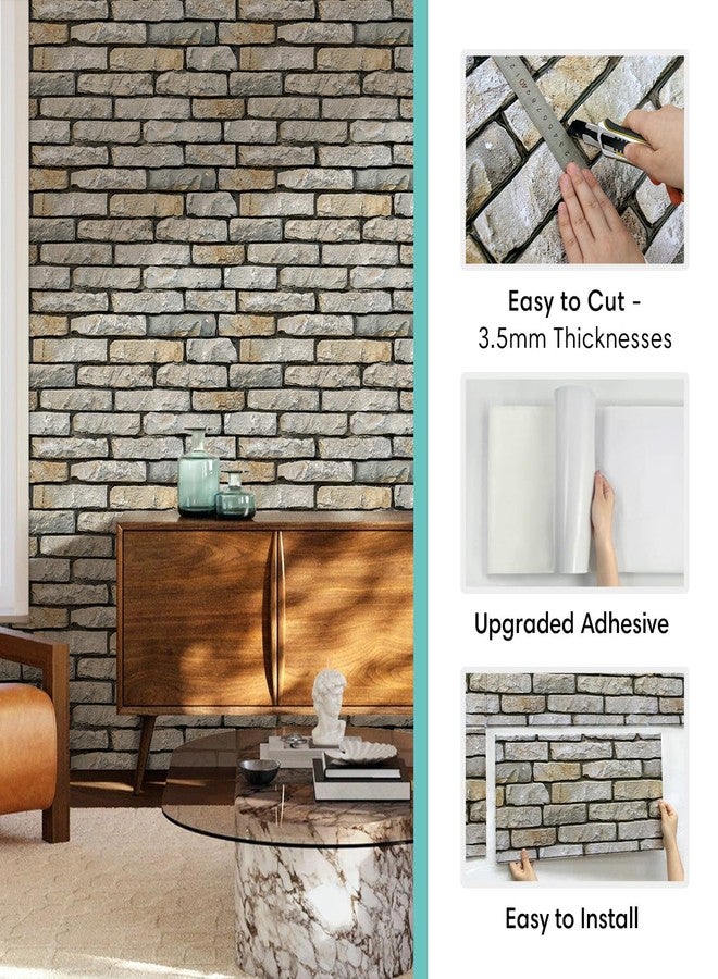 Commomy Faux Stone 3D Wall Panels - 12 pcs of 22.8" x 11.8" - Thin & UrltraLight PVC Peel and Stick Tile Brick Textured Printable for Kitchen, Bedroom,Living Room,TV Background（Covers 22.48 sq.ft） - Image 4