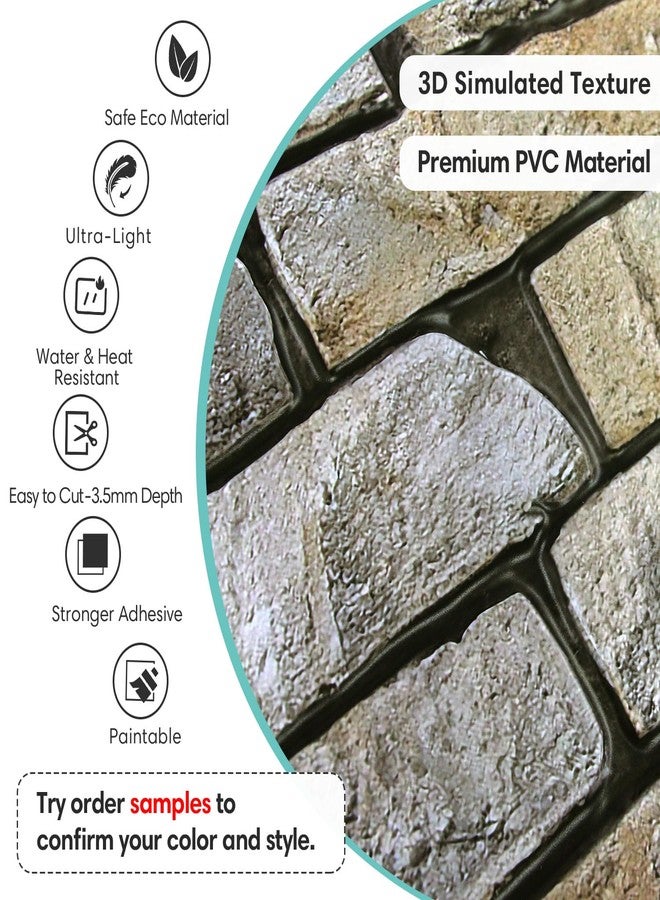 Commomy Faux Stone 3D Wall Panels - 12 pcs of 22.8" x 11.8" - Thin & UrltraLight PVC Peel and Stick Tile Brick Textured Printable for Kitchen, Bedroom,Living Room,TV Background（Covers 22.48 sq.ft） - Image 3