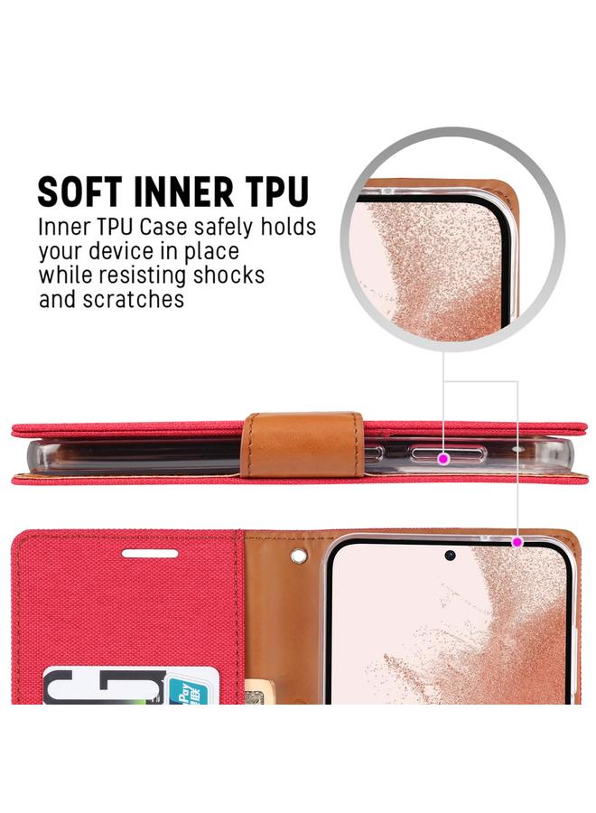 GOOSPERY Case For Samsung Galaxy S23 5G CANVAS DIARY Fabric Texture Flip Leather Phone Case - Image 4