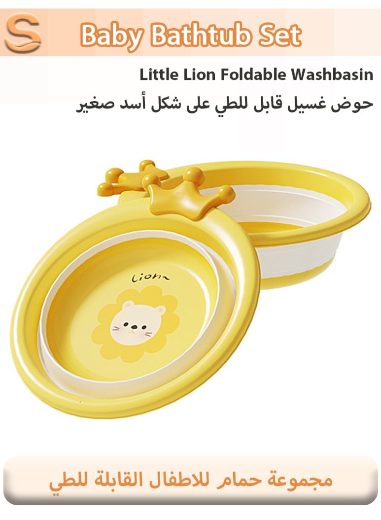 سيرينوفيا طقم حوض استحمام قابل للطي للأطفال ٨ قطع مع مستشعر درجة الحرارة، وحصيرة استحمام، وغطاء استحمام | حوض استحمام محمول قابل للطي للأطفال حديثي الولادة | للاستخدام المنزلي والسفر - Image 5