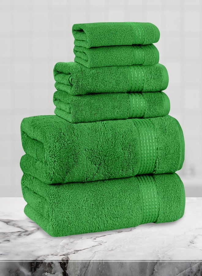 Mocassi Luxury 100% Turkish Cotton 6-Piece Towel Set -Ultra Soft, Quick Dry Highly Absorbent Premium Spa Hotel Quality Bath Towels,Includes 2 Bath Towels, 2 Hand Towels and 2 Washcloths, Emerald Green - Image 2