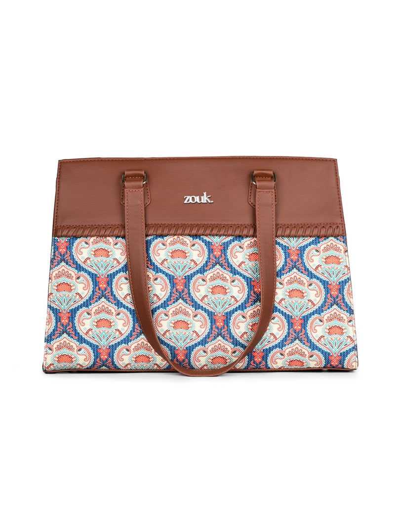 ZOUK Statement Business Bag | Stylish Handbag for Women Office Use | Tote Bags for Woman | Fits 14 Inch Laptop | Water-Resistant | Big Size | Aesthetic Purse | Kovil Blue - Image 1