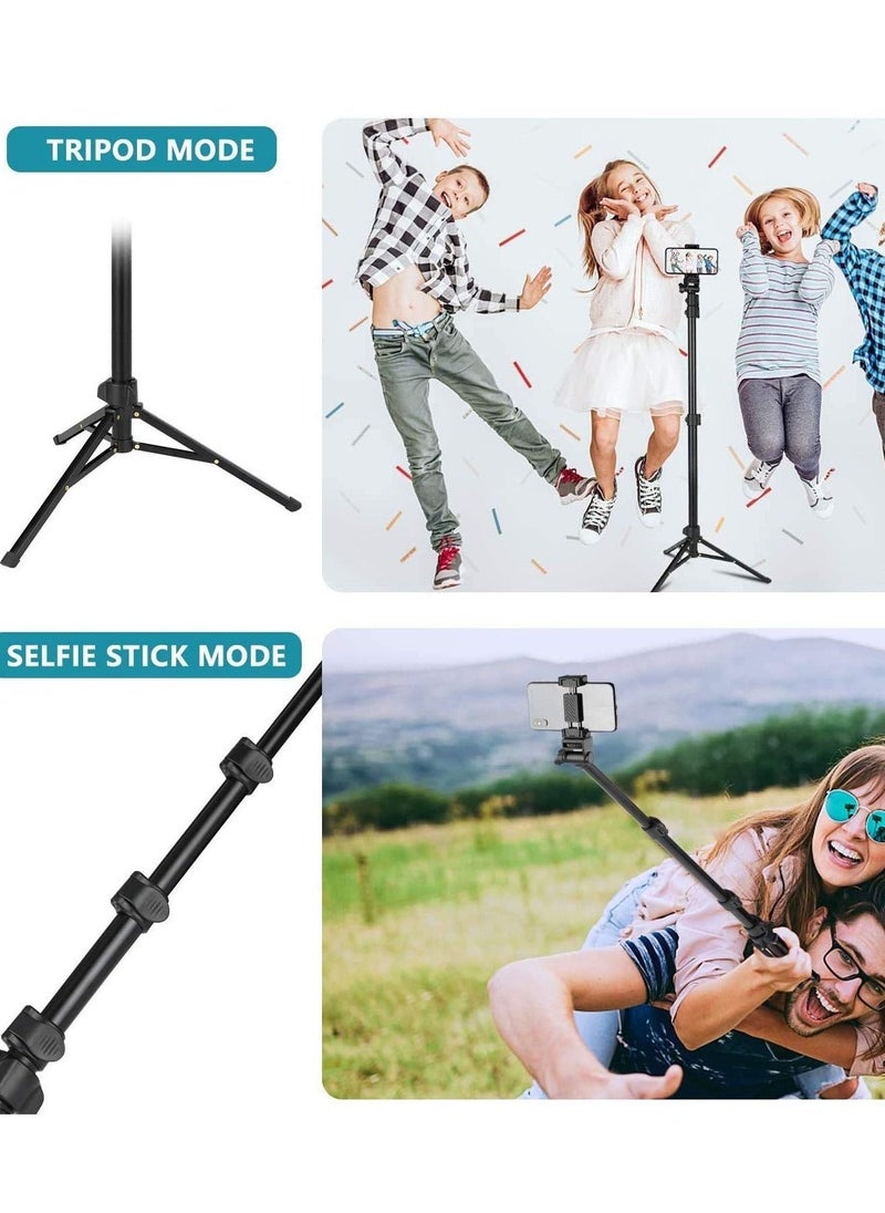 142cm Extendable Tripod Stand with Bluetooth Remote for iPhone Android Phone, Universal Phone Clip, Heavy Duty Aluminum, Compatible with Small Camera (Black)  - Image 5
