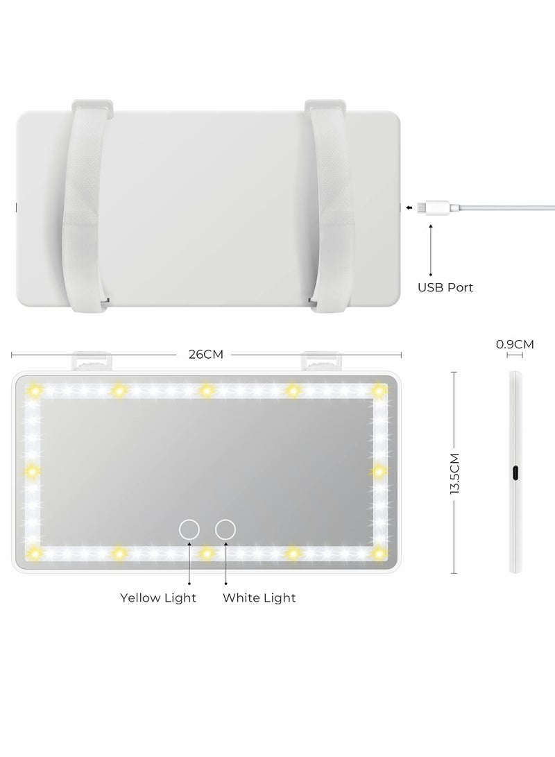 Car Sun Visor Makeup Mirror with 3 Light Settings and 60 LED Lights