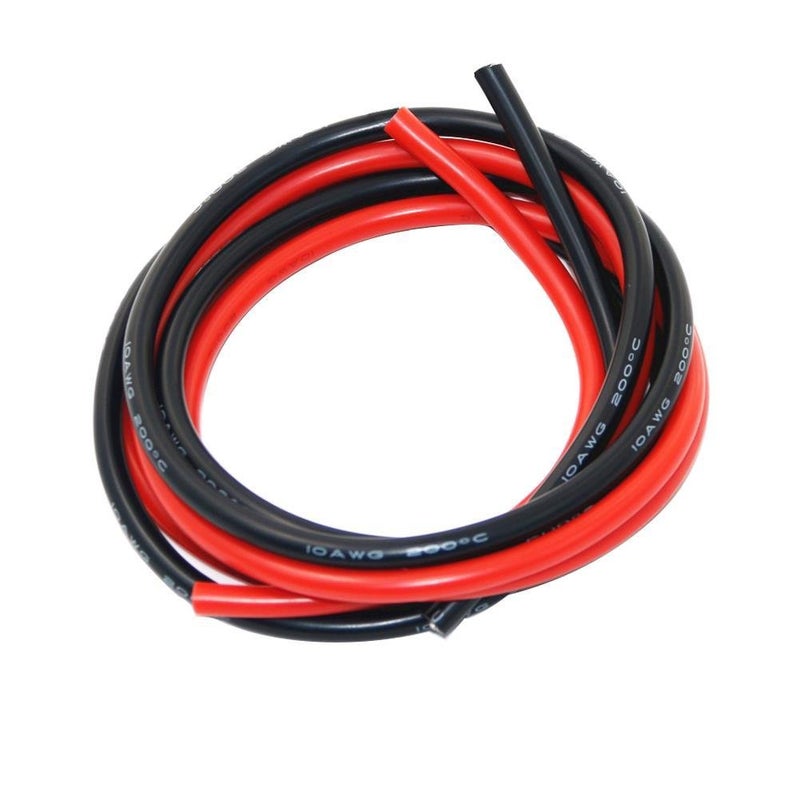 سلك سيليكون BNTECHGO 10 قياس 10 قدم أحمر و 10 قدم أسود مرن 10 AWG نحاس معزول مغلف