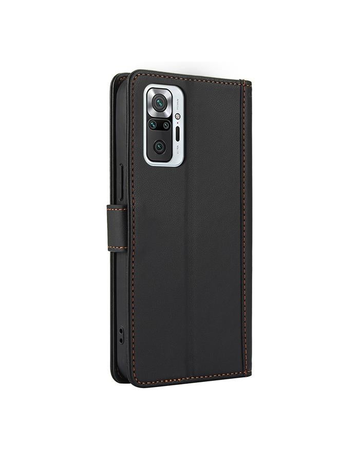 اس-توب جراب لهاتف Redmi Note 10 Pro 4G / Note 10 Pro Max بملمس الجلد بلون نقي وفتحات للبطاقات مع حبل مزدوج - Image 3