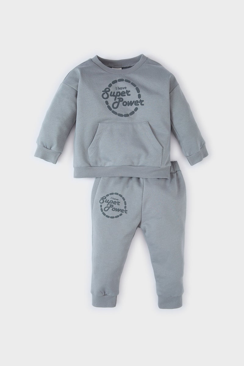 DeFacto Baby Boy Printed Sweatshirt Sweatpants 2 Piece Set  - Image 1