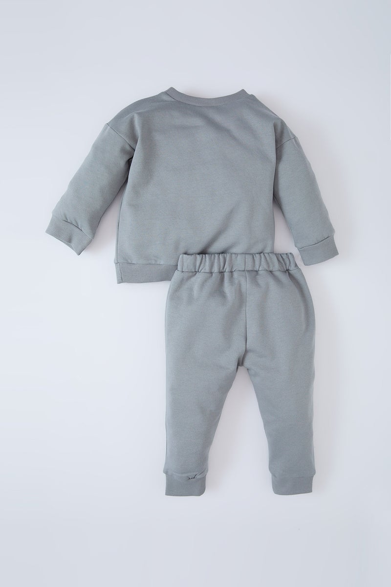 DeFacto Baby Boy Printed Sweatshirt Sweatpants 2 Piece Set  - Image 2