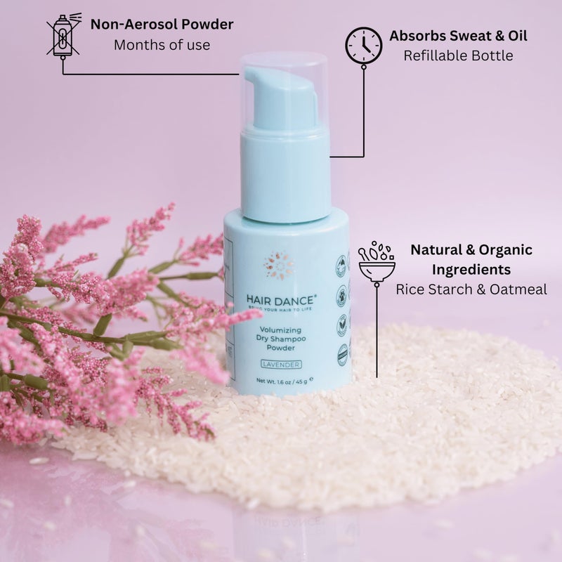 Hair Dance Dry Shampoo Powder | Non-Aerosol | Natural & Organic | Jumbo Size | Made in USA, No Benzene, Vegan, Cruelty Free, For All Hair Colors, Talc Free | Lavender Oil Scent | 1.6 Ounce-Sustainable Packaging - Image 2