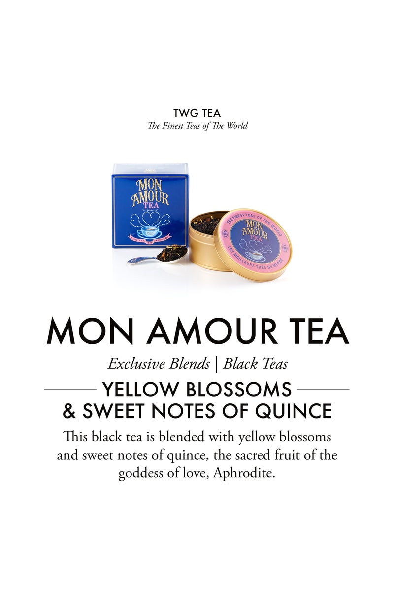 TWG Tea Mon Amour Tea, Loose Leaf Black Tea Blend in Caviar Gift Tea Tin, 100g - Image 3
