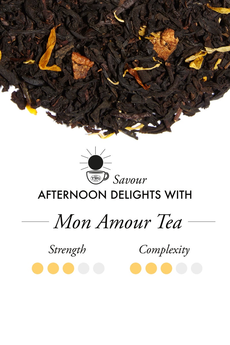 TWG Tea Mon Amour Tea, Loose Leaf Black Tea Blend in Caviar Gift Tea Tin, 100g - Image 2