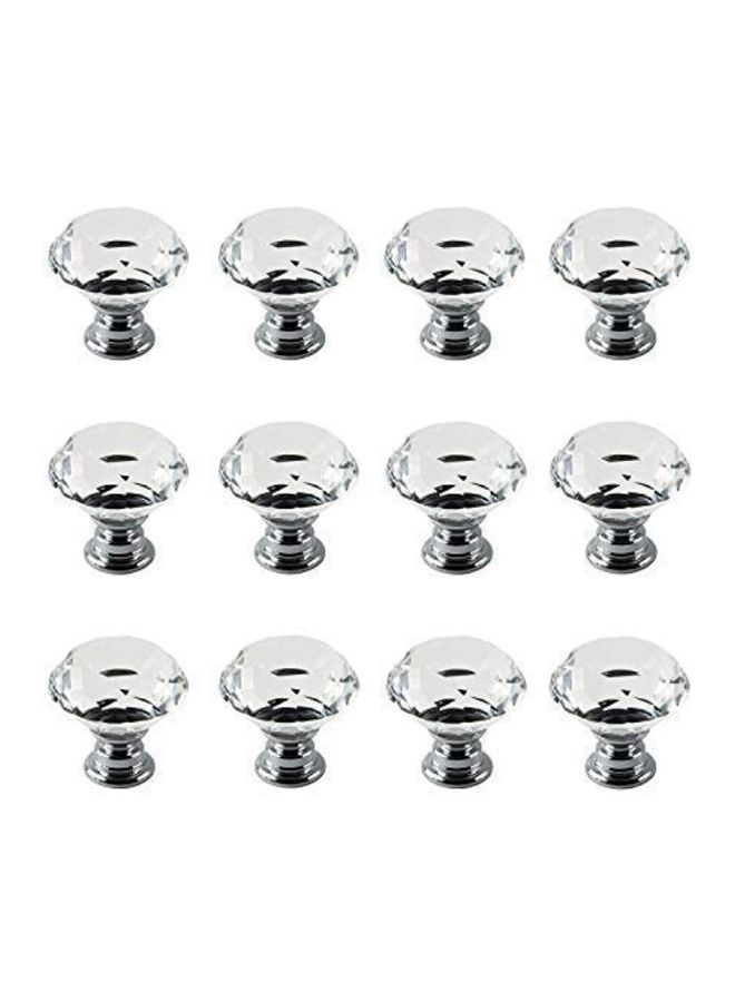 NIBEMINENT 12-Piece Diamond Shape Crystal Glass Knob Set Clear 1.8x1.1x0.6inch  - Image 1