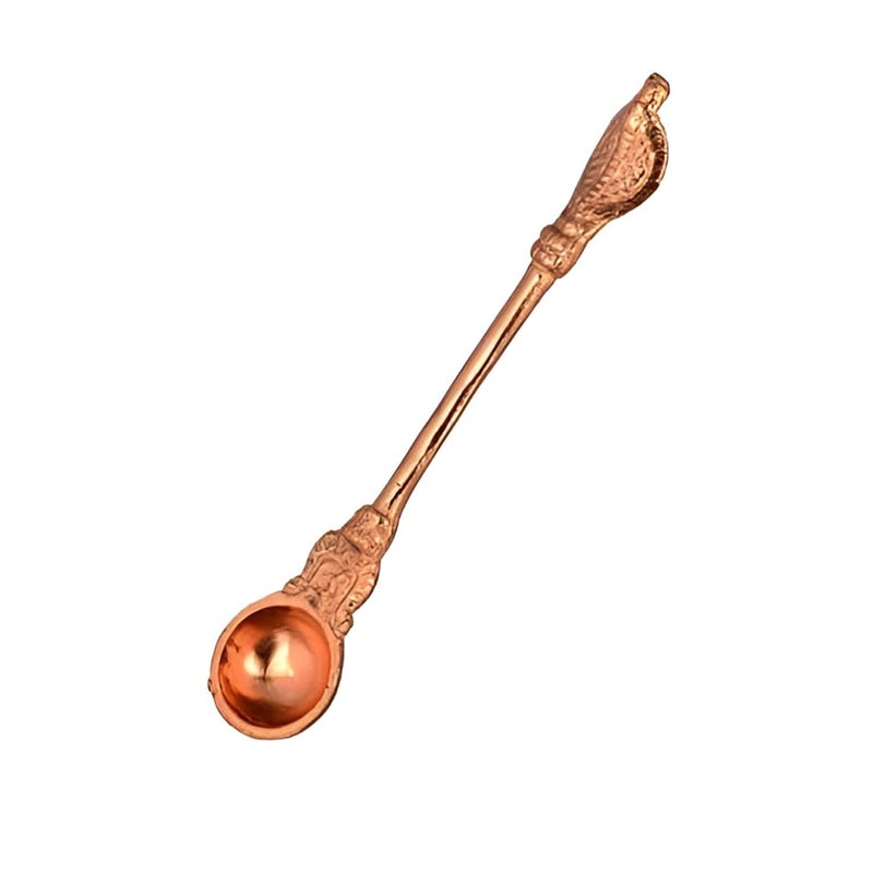 Rebinyn Copper Achmani Spoon for Pooja with a Size of 4 inches Comes in a Set of 2 Pieces - Image 1