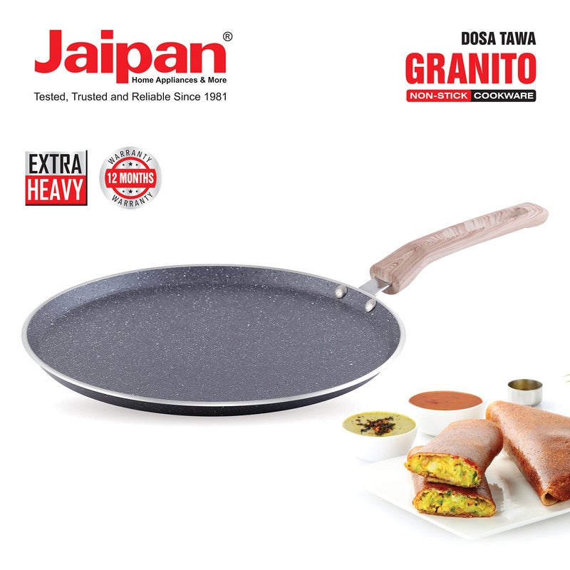 Jaipan Jaipan Granito 30 CM Dosa Tawa Gas Compatible 4 MM Duracoat PFOA Free nonstick Coating Granite Splattered Color Ideal for Oil Free or Very Less Oil Preparation Cool Touch Handle 1 Year Warranty - Image 3