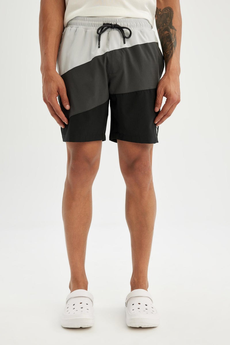 ديفاكتو شورت بحر قصير أسود رمادي قصة عادية من DeFactoFit - Image 1