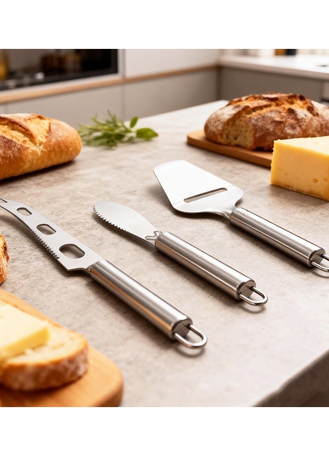 3PCS Stainless Steel Cheese Slicer Set, Handheld Cheese Plane Butter Spreader Server for Hard & Semi-Hard Cheese - Image 5