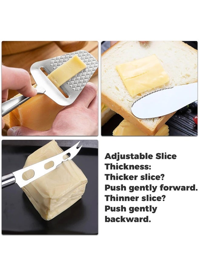 3PCS Stainless Steel Cheese Slicer Set, Handheld Cheese Plane Butter Spreader Server for Hard & Semi-Hard Cheese - Image 3