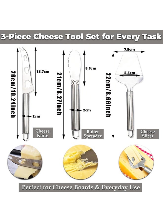 3PCS Stainless Steel Cheese Slicer Set, Handheld Cheese Plane Butter Spreader Server for Hard & Semi-Hard Cheese - Image 2