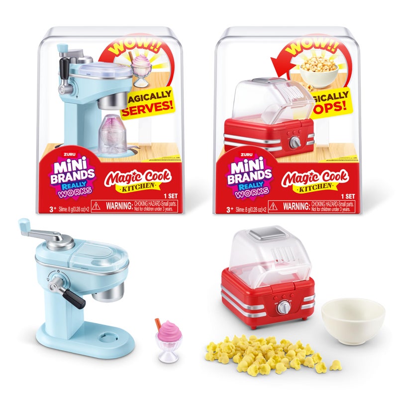Mini Brands Really Works Magic Cook Kitchen Capsule Series 1 Ice Cream Maker Popcorn Machine Set by ZURU Miniature Real Working Kitchen Appliances NonEdible Collectible Toy Mystery Capsule - Image 3