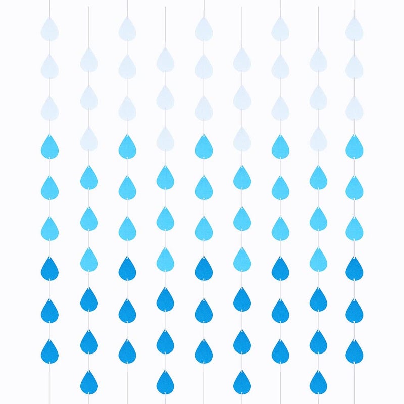 SaktopDeco 9 Pack Raindrop Garland Felt Blue Raindrops Banner Hanging Baby Shower April Party Decorations - Image 1