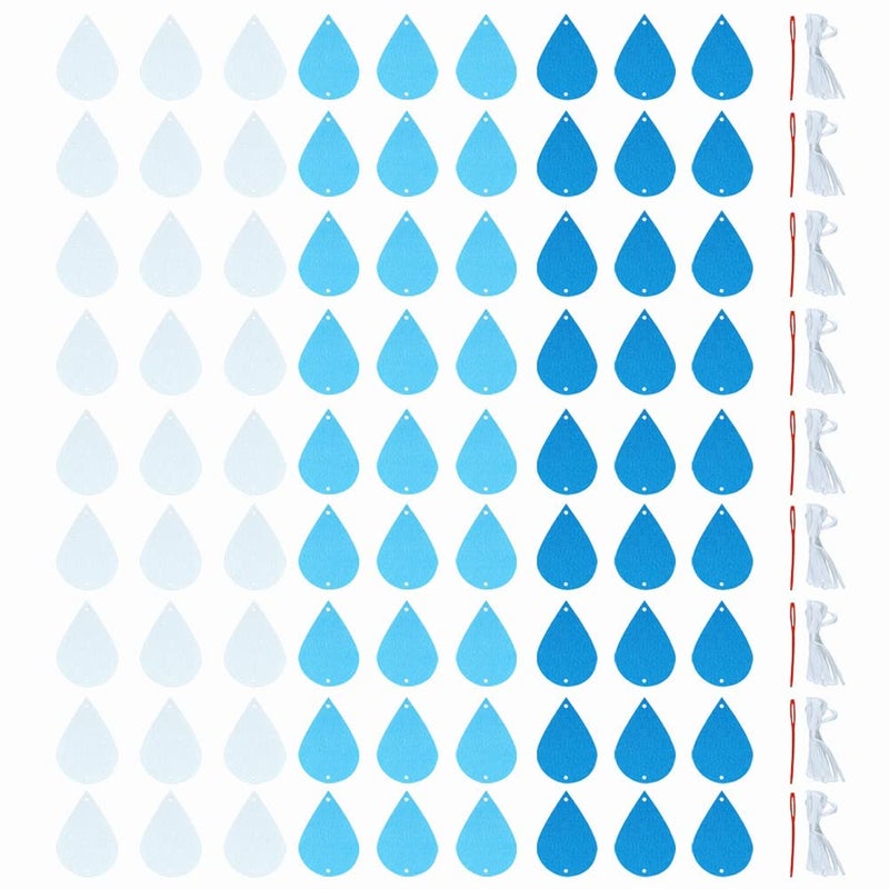 SaktopDeco 9 Pack Raindrop Garland Felt Blue Raindrops Banner Hanging Baby Shower April Party Decorations - Image 3