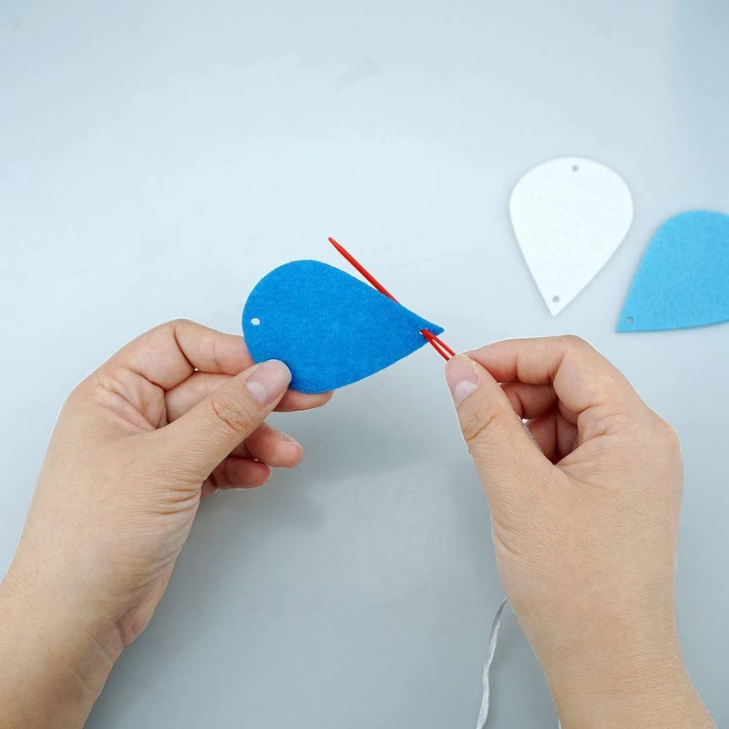SaktopDeco 9 Pack Raindrop Garland Felt Blue Raindrops Banner Hanging Baby Shower April Party Decorations - Image 4