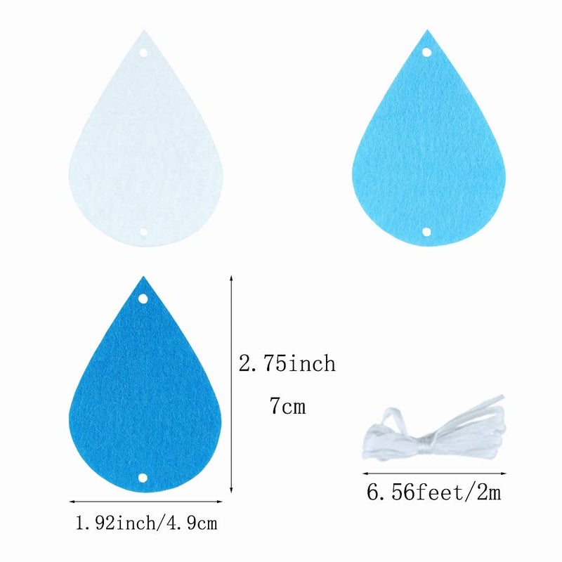 SaktopDeco 9 Pack Raindrop Garland Felt Blue Raindrops Banner Hanging Baby Shower April Party Decorations - Image 2