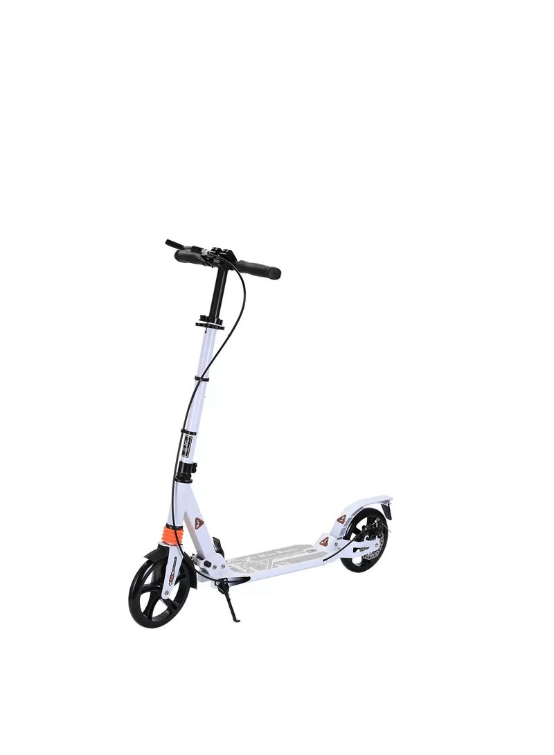 Generic Foldable Kick Scooter with Foot Pedal - Height-Adjustable for Teens & Adults, Commuter Adult Scooters with Hand Brake & Disc Brakes, Shock Absorption, 200MM PU Wheels - Supports 100KG（YS-CT888-White）  - Image 1