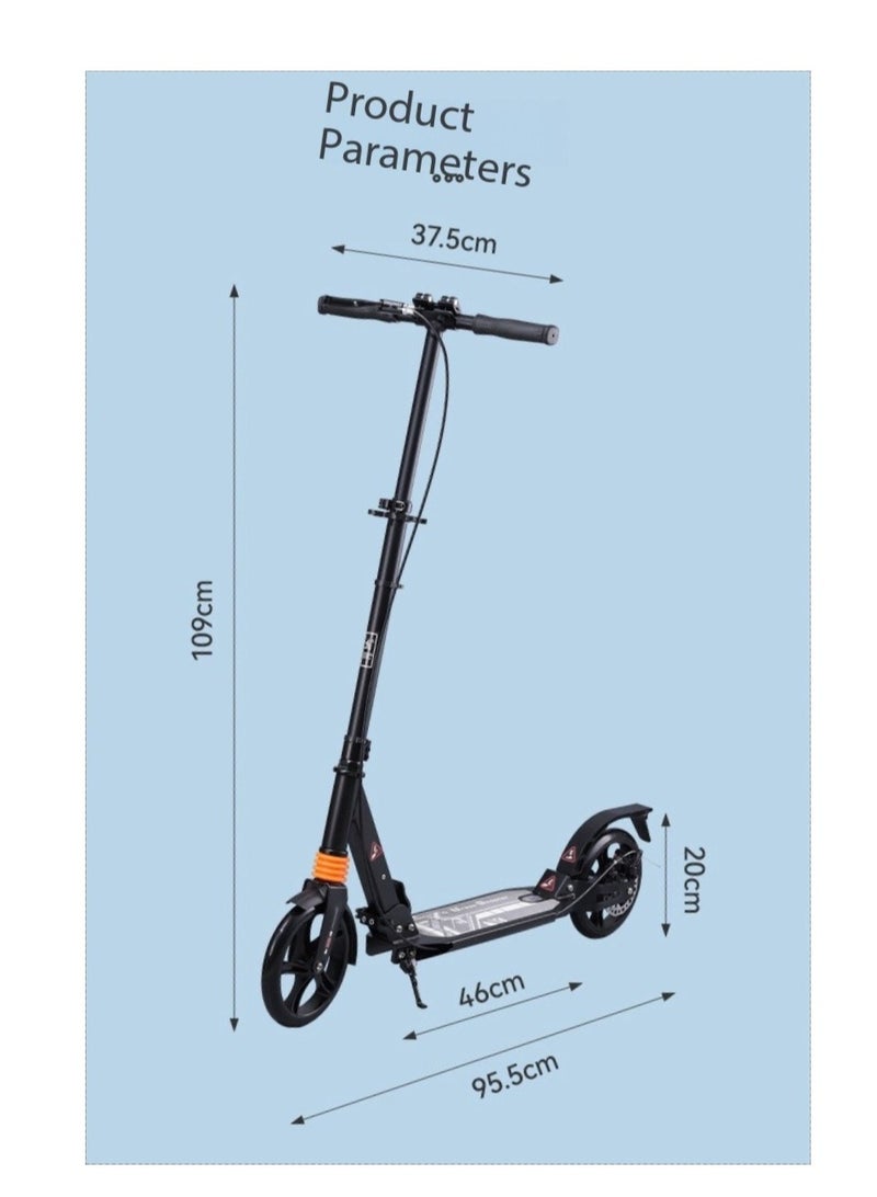 Generic Foldable Kick Scooter with Foot Pedal - Height-Adjustable for Teens & Adults, Commuter Adult Scooters with Hand Brake & Disc Brakes, Shock Absorption, 200MM PU Wheels - Supports 100KG（YS-CT888-White）  - Image 2