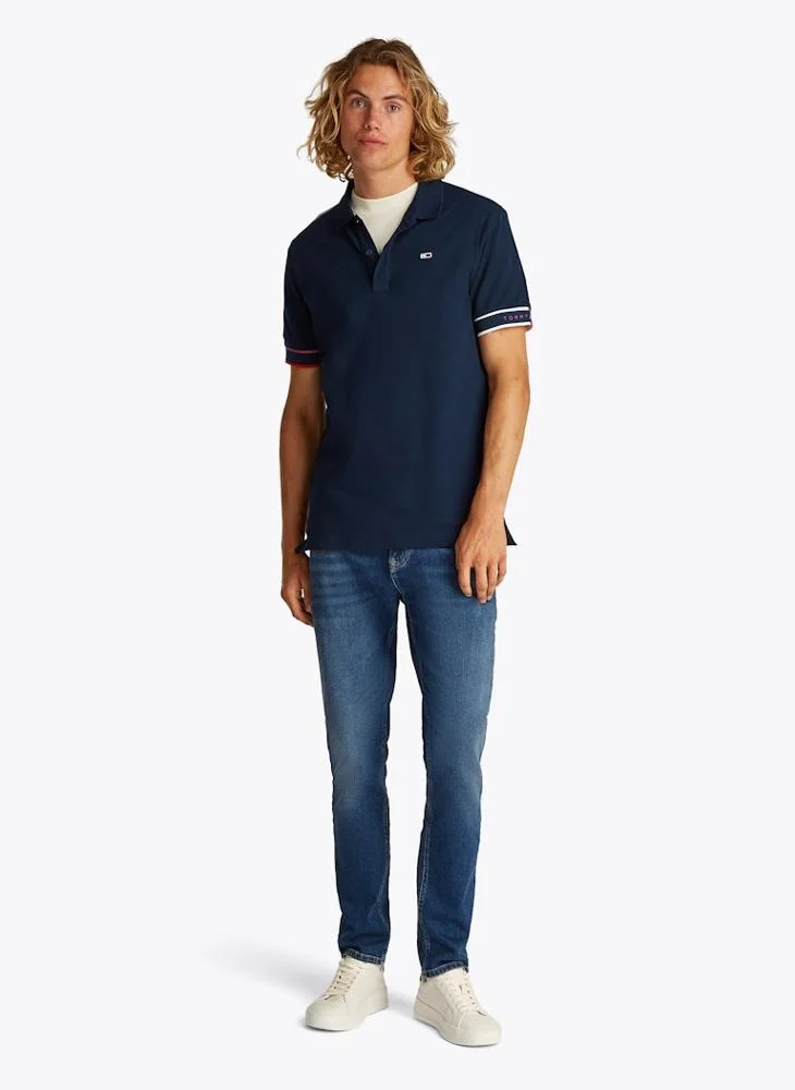 TOMMY JEANS Slim Flag Cuff Short Sleeve Polo