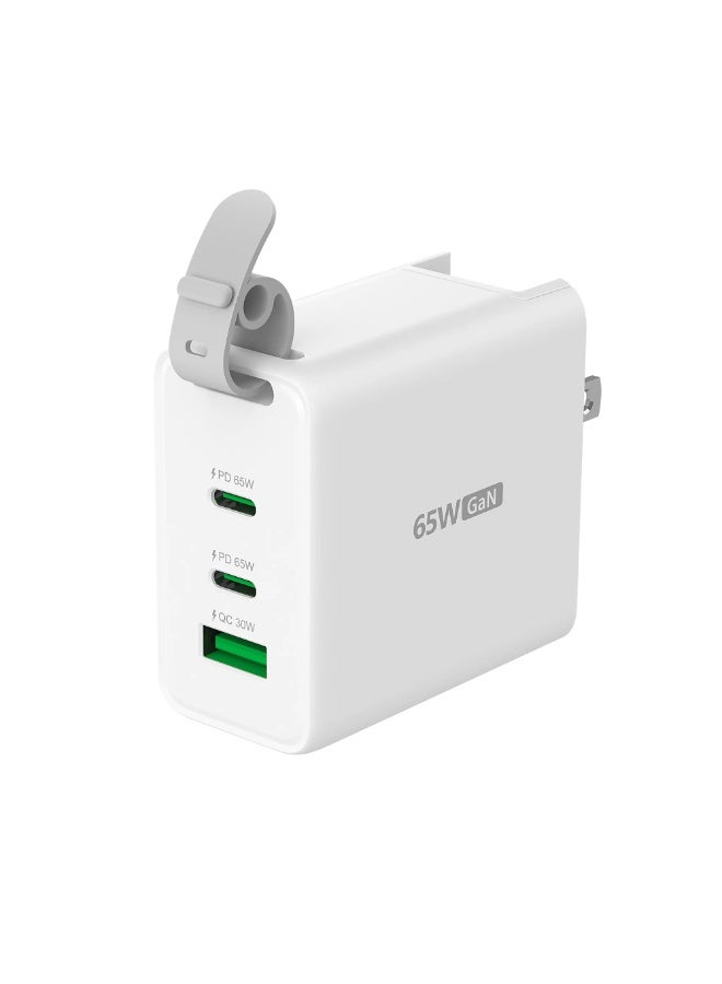 j5 create شاحن سفر GaN بقدرة 65 واط مع 3 منافذ USB-C وقوابس AC قابلة للتبديل وكابل USB-C – شحن سريع للابتوب والآيفون والآيباد وأندرويد - Image 2
