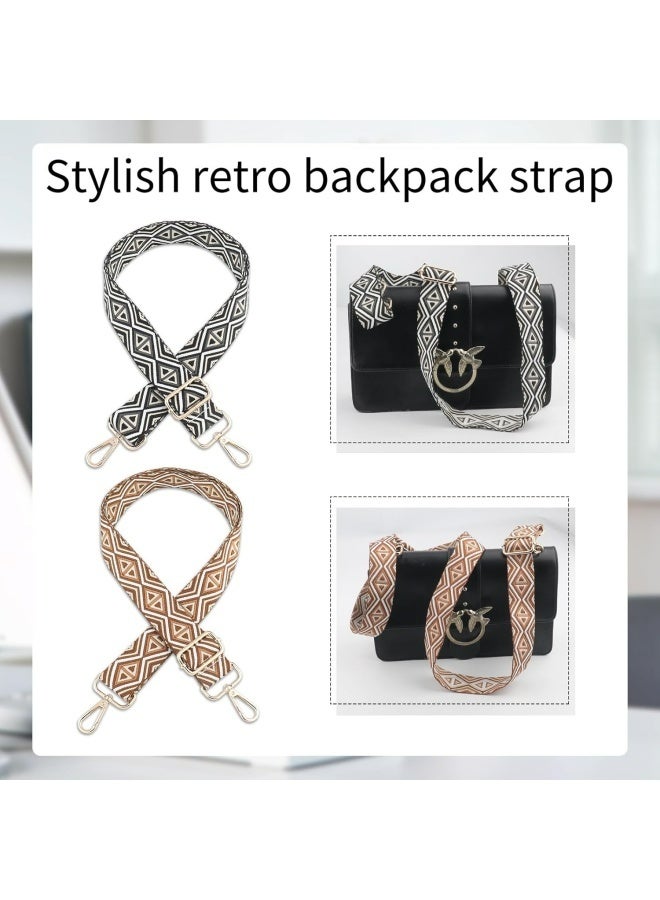 عبوة من 2 حزام حقيبة كروس بودي قابل للتعديل، حزام كتف بديل بعرض 1.5 بوصة لحقائب اليد، حزام حقيبة متعدد الأنماط مطرز بنمط جاكار كلاسيكي لحقائب كروس بودي وحقائب الكتف - Image 4