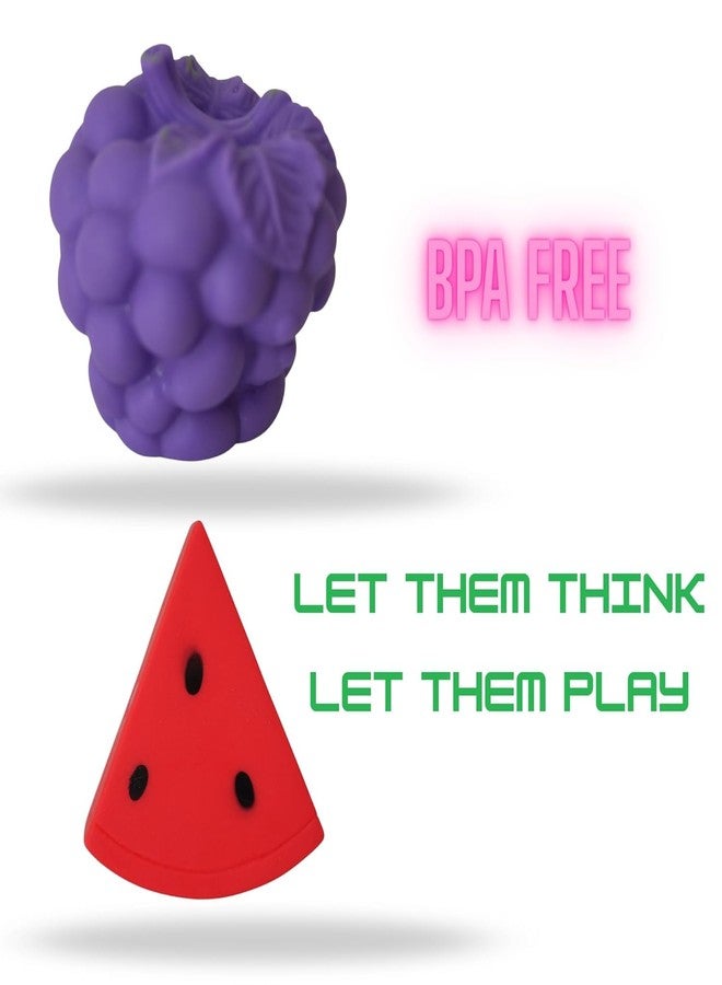 Space Enterprises Fruit Toys for Kids | Soft Squishy Sensory Food Toy Set for Babies 6-24 Months | Educational Fine Motor Skill Fruits & Vegetables for Boys & Girls | Bath, Therapy & Pretend Play Toy - Image 2
