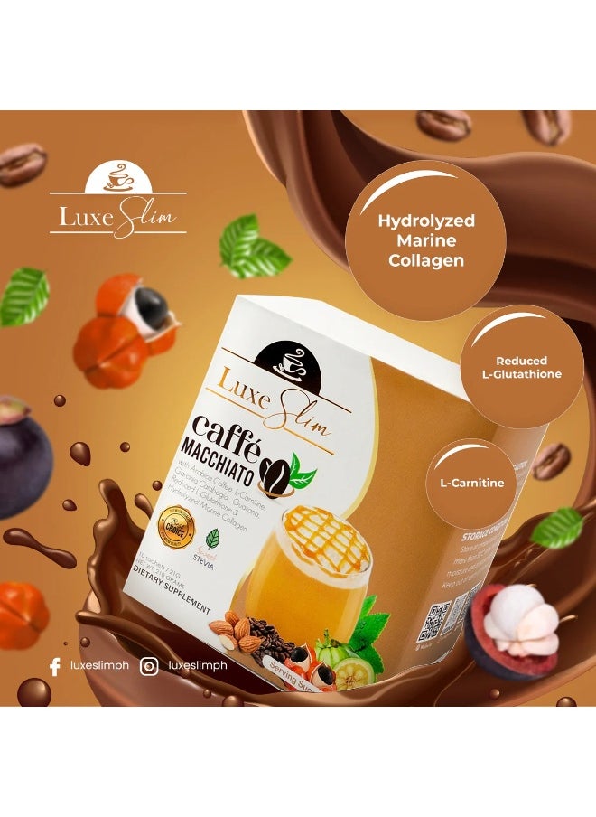 Luxe Slim Luxe Slim Caffe Macchiato Coffee 10 Sachets | Low-Calorie Slimming Coffee with Collagen & Glutathione | Appetite Suppressant & Antioxidant | 21g per Sachet  - Image 3