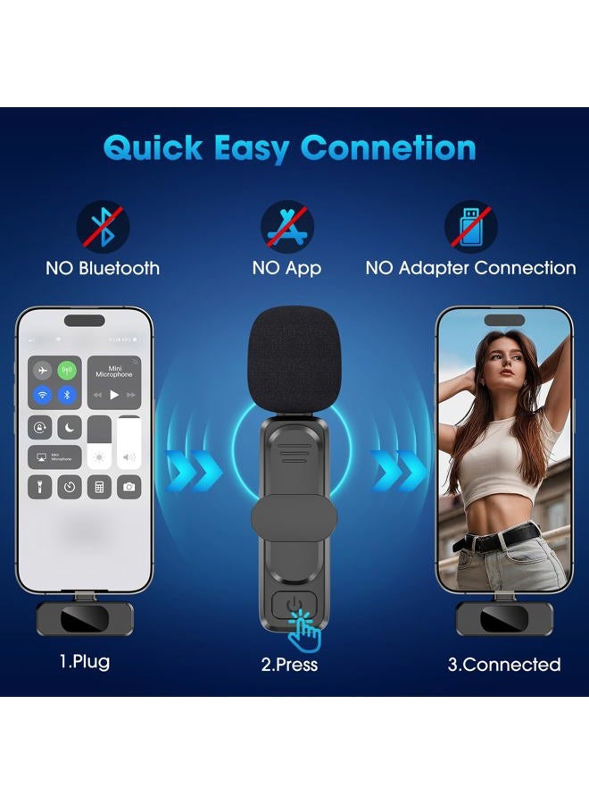 NICHOM ميكروفون لافاليير لاسلكي 3 في 1 لجهاز iPhone/iPad/Android/PC/كاميرا، ميكروفون صغير مع تقليل الضوضاء، ميكروفون صغير لفيديو المدونات، المقابلات، البث المباشر (Lightning/USB C/3.5mm جاك) - Image 4
